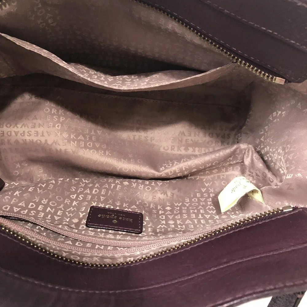 Kate Spade New York Handbag Tote / Crossbody Deep Plum Zip Top Handles and Strap